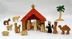 wooden nativity block set